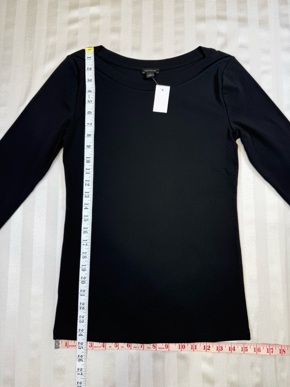 Ann Taylor Black Boat Neck T-shirt Size Small Long Sleeves Pullover Casual NWT - Picture 7 of 10